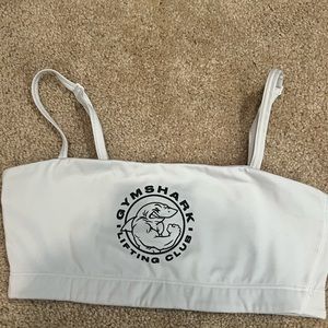 SMALL gym shark bandeau style sports bra with adjustable straps- white